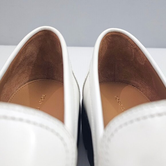 Tory Burch Everly Mini Loafer Womens 10.5 White Leather Chunky Platform Lug Sole - Picture 10 of 16